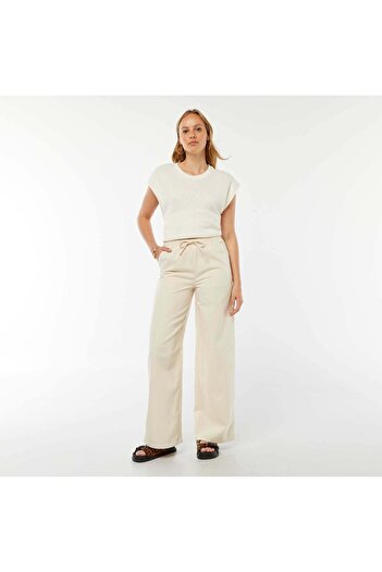 KIABI Elasticated denim trousers WHITE