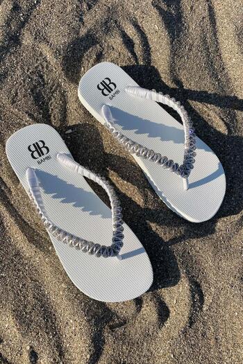 Bambi White Lame Women's Slippers K04376000459