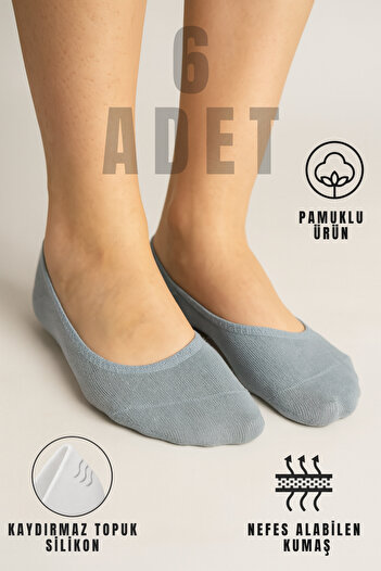 Hakan Collezione 6 Pieces Axis Women's Turquoise Ballerina Socks