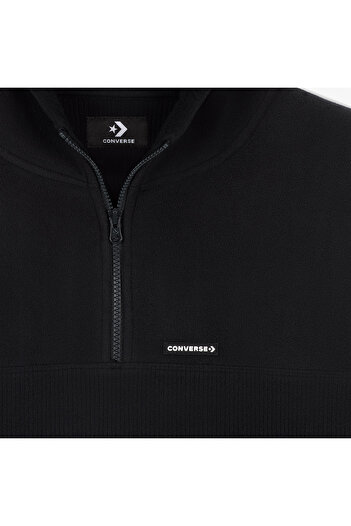 Converse Classic Kadın Siyah Yarım Fermuarlı Hoodie