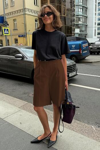Madmext Brown Pleated Women's Bermuda Shorts Mg2483