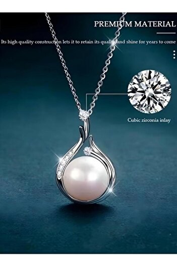 Generic Natural Pearl Pendant Necklace 925 Sterling Silver Choker