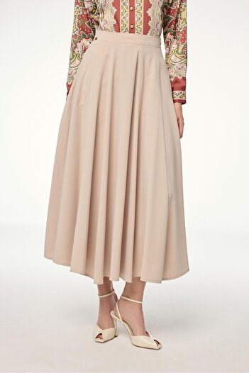 Zühre A-Line Beige Skirt Etk-0144