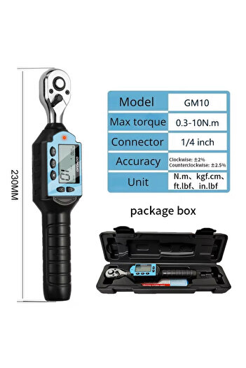 Choice GM10 New Digital Preset Torque Wrench 1/2" 3/8" 1/4" Bidirectional Ratchet Head Professional Adjust