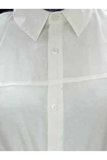 Mihra Yelilia Lace-Up Robe Modal Shirt-Pe223 White