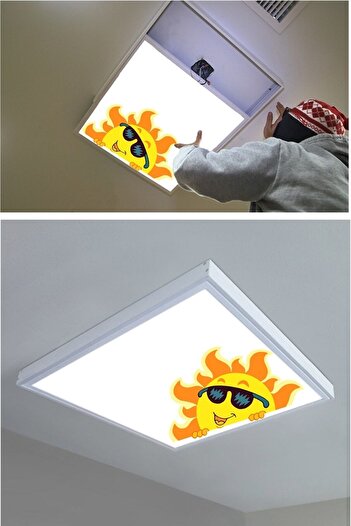 Gökyüzü Panel 124cm X 124cm-dörtlü- Led-sıva Üstü-216watt-alçı Tavan-led Aydınlatma-avize Modelleri