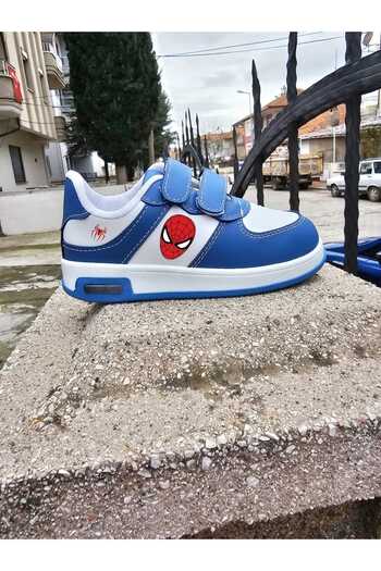 bhk desing Red Head and Network Detail Lighted Male Child Sports Shoes Sneaker