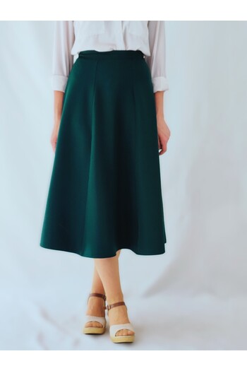 YAXİ Emerald Green Six Piece Maxi Woven A-Line Skirt