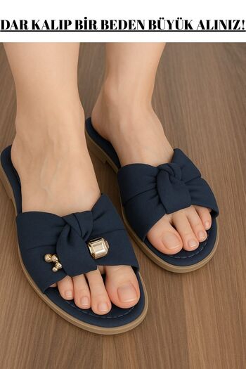TREND Anthracite Color Ribbon Designed Women's Slippers with Bow Feature Home Daily Comfortable and Aesthetic 1St Quality