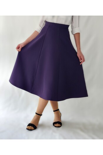 YAXİ Purple Six Piece Maxi Woven A-Line Skirt