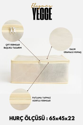 YEGGE 8 Pieces Cream Color Double Headed Large Size under Base and Sofa Bed Type Bag 65 X 45 X 22cm Courtyard Zipper