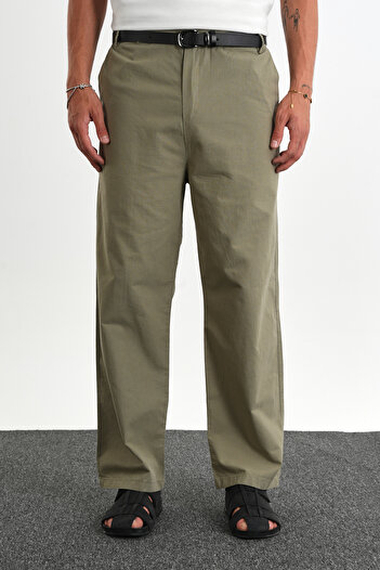Redline Sarto Belted Elastic Comfortable Fit Men's Trousers New Season Khaki