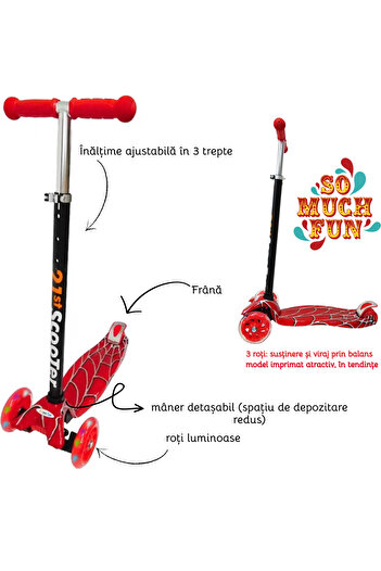 Salamandra Children's scooter with light-up wheels, red