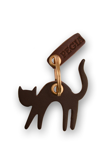 Pegia Cat 2 Leather Keychain 25an43