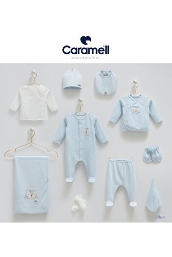 Caramell İncibaby Good Baby Premium % 100 Pamuk 10'lu Erkek Bebek Hastane Çıkış Seti Yeni Sezon