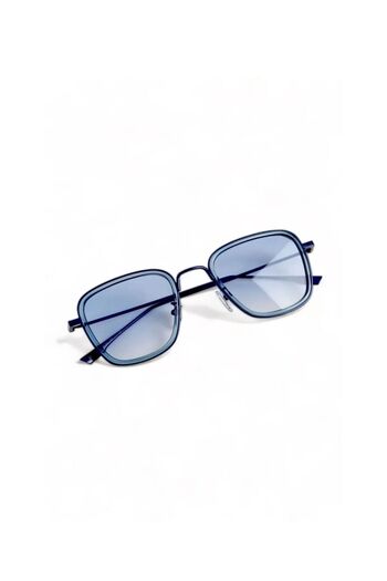 REN EYEWEAR MAVİ CAMLI METAL ÇERÇEVE KARE BÜYÜK BOY GÜNEŞ GÖZLÜĞÜ UNİSEX
