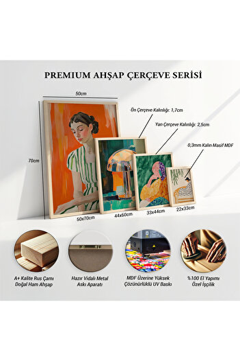 HİGUERA Dumanlı Kahve Fincanı Konseptli Modern Sanat Dokunuşu Doğal Ahşap Çerçeveli Tablo