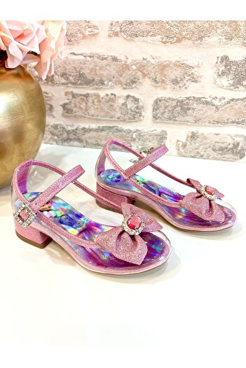 ROSE SHOES KİDS Princess Stone Glass Look Silvery Shiny Heelled Shoes