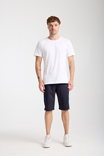 VERSCOVE Men's Midi Length Side Pockets Adjustable Waist Lace Basic Sports Combed Cotton Shorts