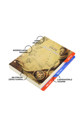 2K 2026 New Year Organizer Agenda Spare 4 Hole A5 Dated Lined Block Ivory Paper 15X21 cm