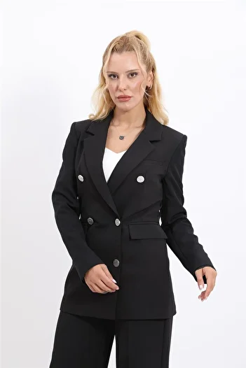 ÖNDER ÖZSOY Men's Lapel Collar Blazer Jacket-Black