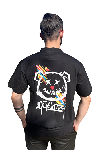 OEM Oversized Men's T-Shirt 100% Cotton Urban Bear Graphic Casual Streetwear Style, Size S