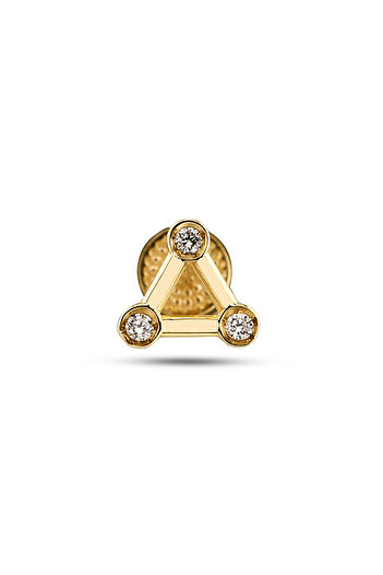 Akar Jewellery 14 Ayar Altın 3 Pırlanta Üçgen Motifli Minimal Tragus