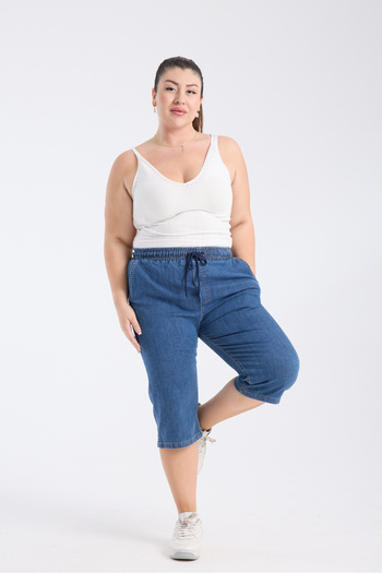 Gül Moda Large Size Jeans Capri Navy Blue G121-1