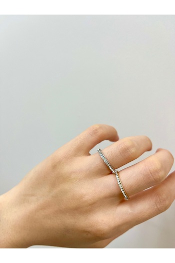Vitastyle Gold and Silver Color 2-Piece Full Round Ring Set