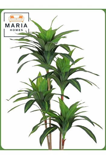 MARIA HOMES Artificial Corn Leaf Tree 145 cm – Indoor Faux Plant with Gray Pot