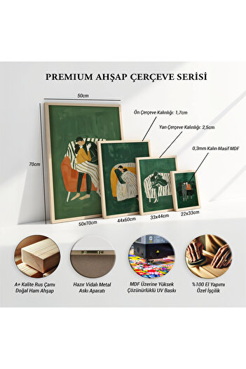 HİGUERA Siyah Beyaz Kediler - Sevimli Minimal Doğal Ahşap Çerçeveli Tablo