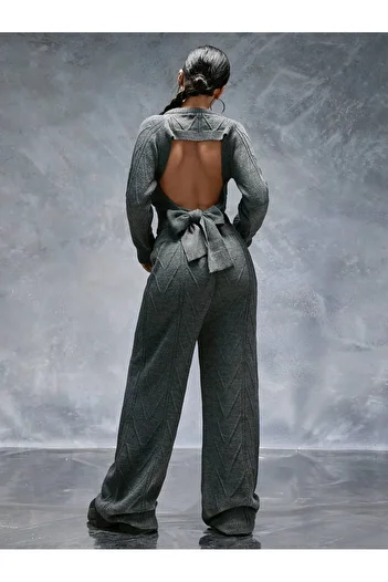hidafashion Backless Knitwear Trousers Set