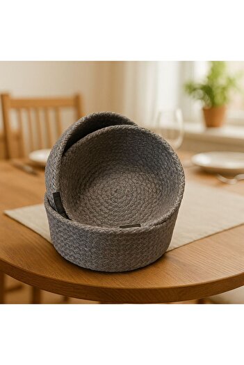 Kitchen Line 3-Piece Bread Basket Wicker Decorative Bread Basket Luxury Bread Basket Gray
