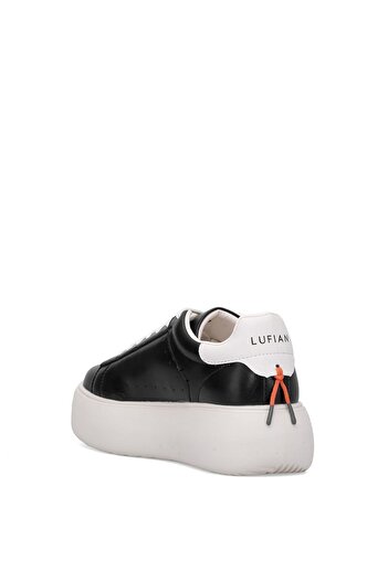 Lufian Hakiki Deri Bağcıklı Günlük Sneaker Siyah ve Beyaz