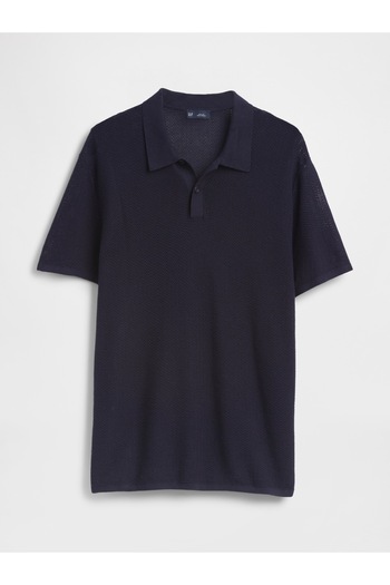 GAP Erkek Koyu Gri Dokulu Kroşe Polo T-Shirt