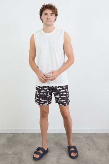Fulla Moda Shark Printed Pocket Swim Shorts
