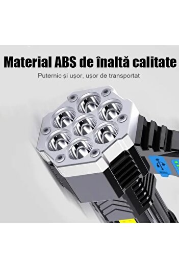 dalimag LED Flashlight, ABS, COB Side Lights, 1200mAh, Battery Percentage Display, White Light, Black