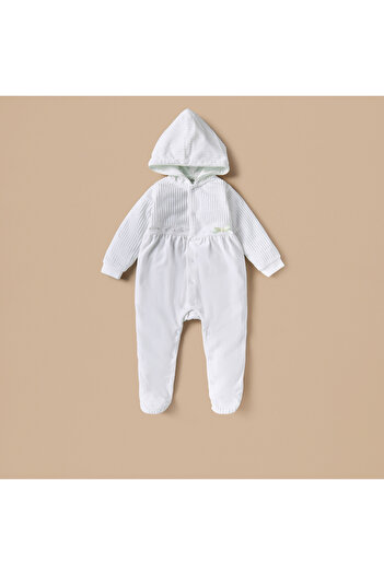 giggles Ribbed Footed Sleepsuit with Hood and Long Sleeves