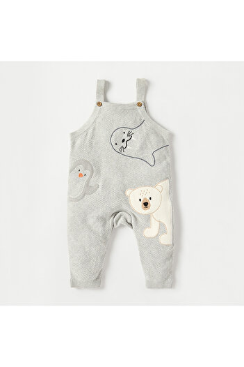 Juniors Applique Detail Dungaree and T-shirt Set