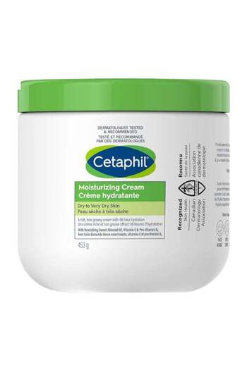 Cetaphil Moisturizing Cream for Dry/Sensitive Skin, Fragrance-Free, Packaging May Vary, White, 453g