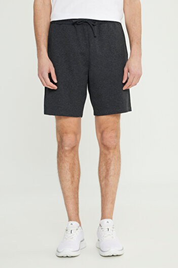 AC&Co / Altınyıldız Classics Men's Anthracite-Grey Melanj 2-Pack Cotton Breathable 2 Thread Pockets Standard Fit Shorts