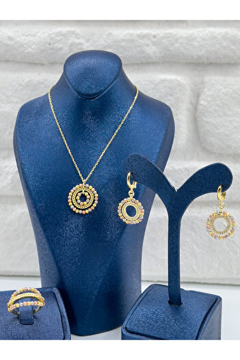 Livora Jewelry Üç Renkli Dorika Model Kadın Gümüş Set Takımı