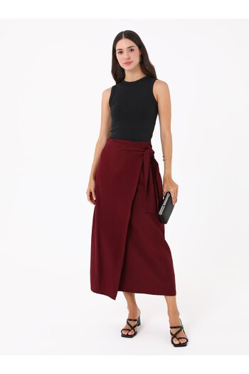 VAV Tie-Dye Linen Skirt - Burgundy - Vav