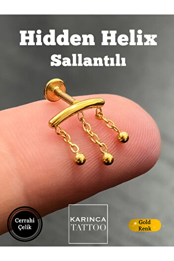 Karınca Piercing Hidden Helix Piercing Zincir Sallantılı Cerrahi Çelik Flat Kıkırdak Lobe Kulak Küpe