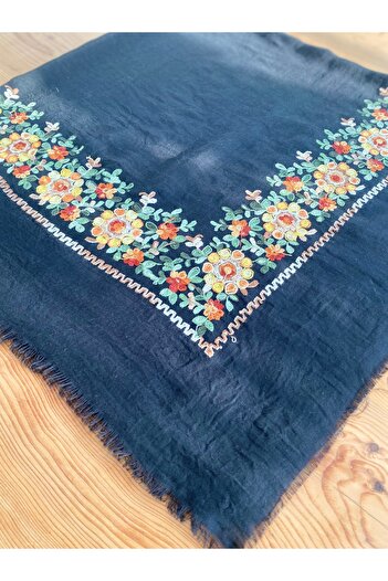 Bohemian Black Fall Flowers 120 X 120 Large Square Shawl 1606099