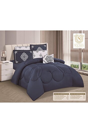 NAJAH Plain single bed sheet, 5 pieces, 120 x 200 cm bed, 180 x 230 cm quilt