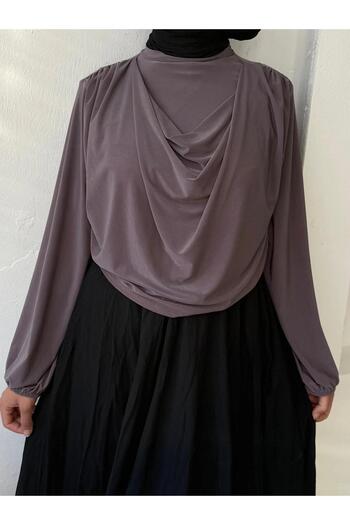 Zelse Degaje Collar Crop Sandy Hijab Blouse
