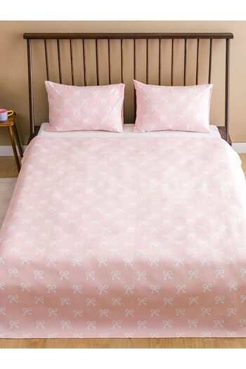 LC Waikiki Pink Bow Patterned Double Pique Set