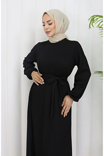 sefamerve Basic Elbise 5577-04 Siyah