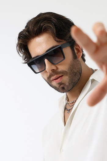 Lozzo Men's Matte Black Unibody Uv400 Sunglasses 23020 C2 m